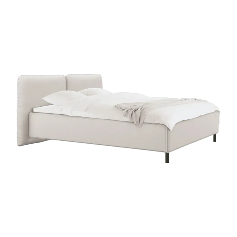 Lit coffre sur pieds en tissu beige 160x200cm Melu - noo.ma - The Cool Republic