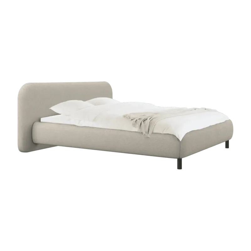 Lit coffre sur pieds en tissu bouclé beige 140x200cm Mumo - noo.ma - The Cool Republic