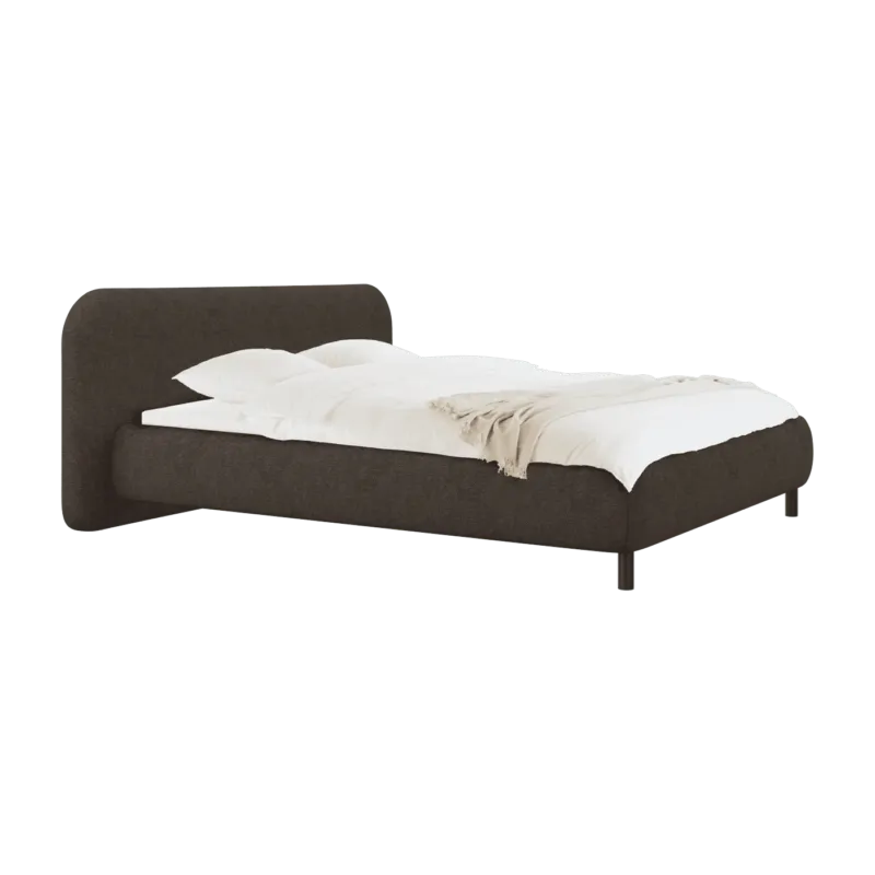 Lit coffre sur pieds en tissu bouclé marron chocolat 160x200cm Mumo - noo.ma - The Cool Republic