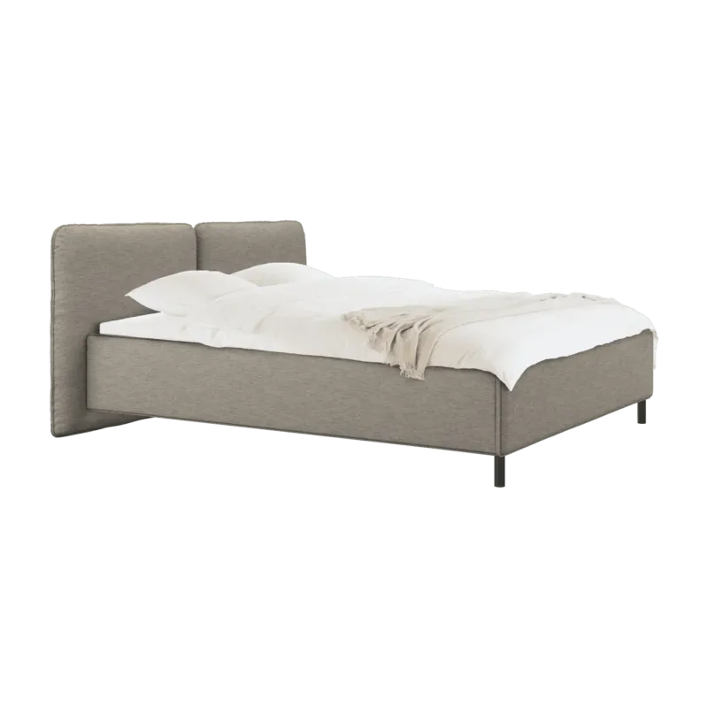 Lit coffre sur pieds en tissu brun clair 160x200cm Melu - noo.ma - The Cool Republic