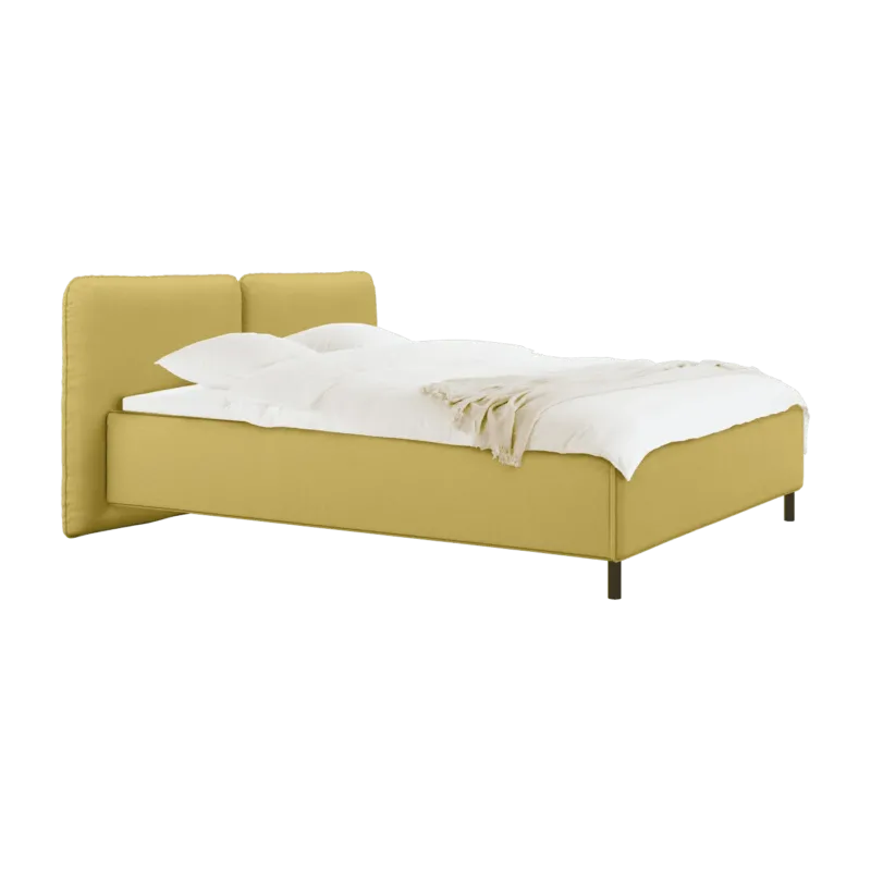 Lit coffre sur pieds en tissu jaune 160x200cm Melu - noo.ma - The Cool Republic
