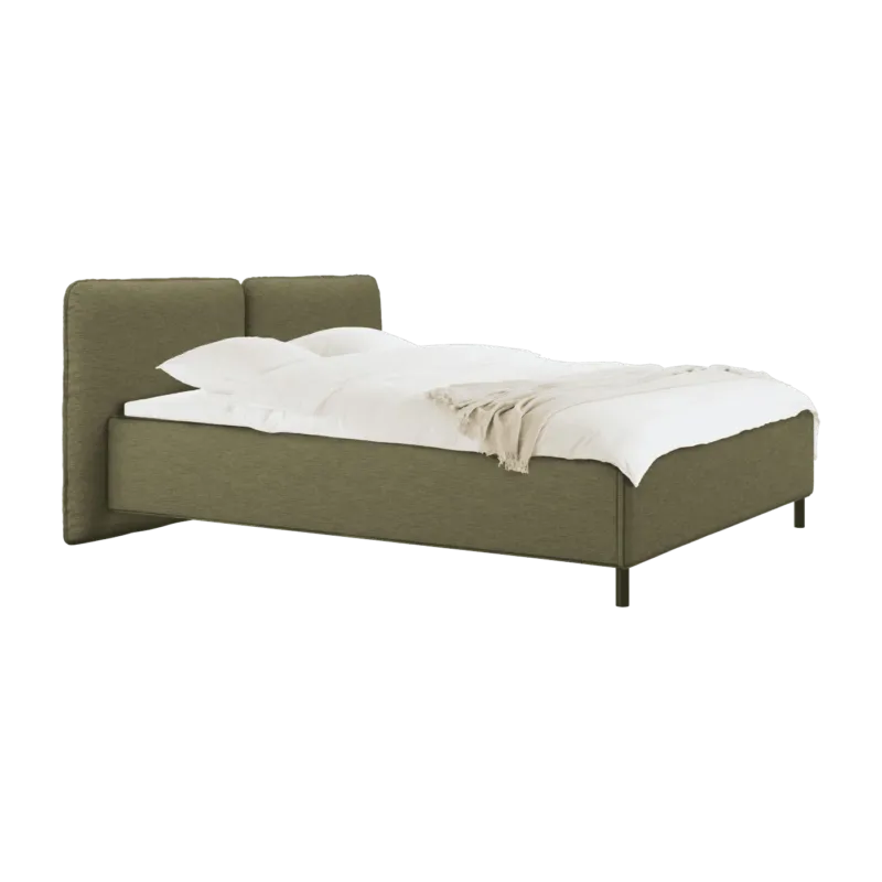 Lit coffre sur pieds en tissu vert 180x200cm Melu - noo.ma - The Cool Republic
