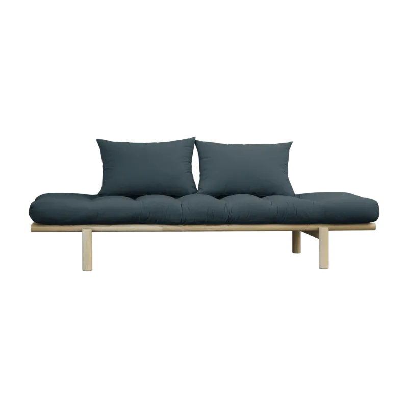 Lit de jour en bois naturel et matelas bleu pétrole Pace - Karup Design - The Cool Republic