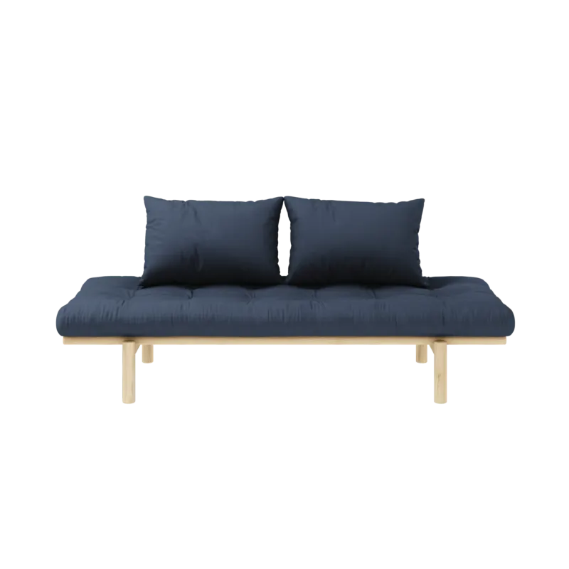 Lit de jour en pin massif avec matelas bleu marine 75x200cm Pace - Karup Design - The Cool Republic