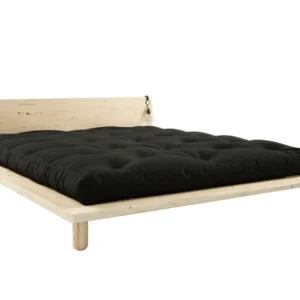 Lit en bois clair avec matelas noir et lampes de chevet 180x200cm Peek Double Latex - Karup Design - The Cool Republic