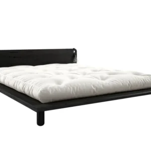 Lit en bois noir avec matelas écru et lampes de chevet 160x200cm Peek Comfort - Karup Design - The Cool Republic