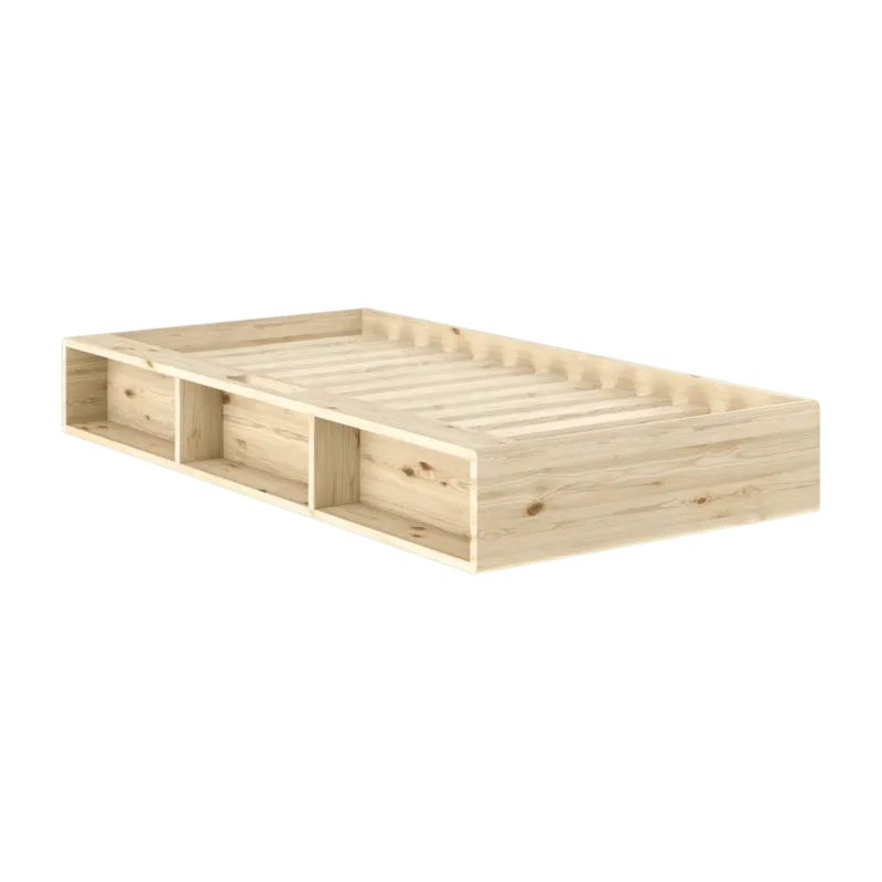 Lit en pin avec six compartiments de rangement 90x200cm Ziggy - Karup Design - The Cool Republic