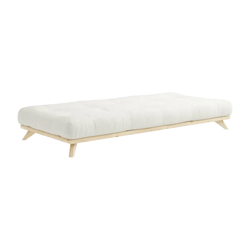 Lit en pin clair et matelas écru 90cm Senza Double latex - Karup Design - The Cool Republic