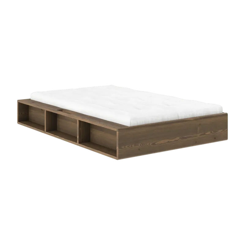 Lit en pin foncé avec six compartiments de rangement 120x200cm Ziggy - Karup Design - The Cool Republic