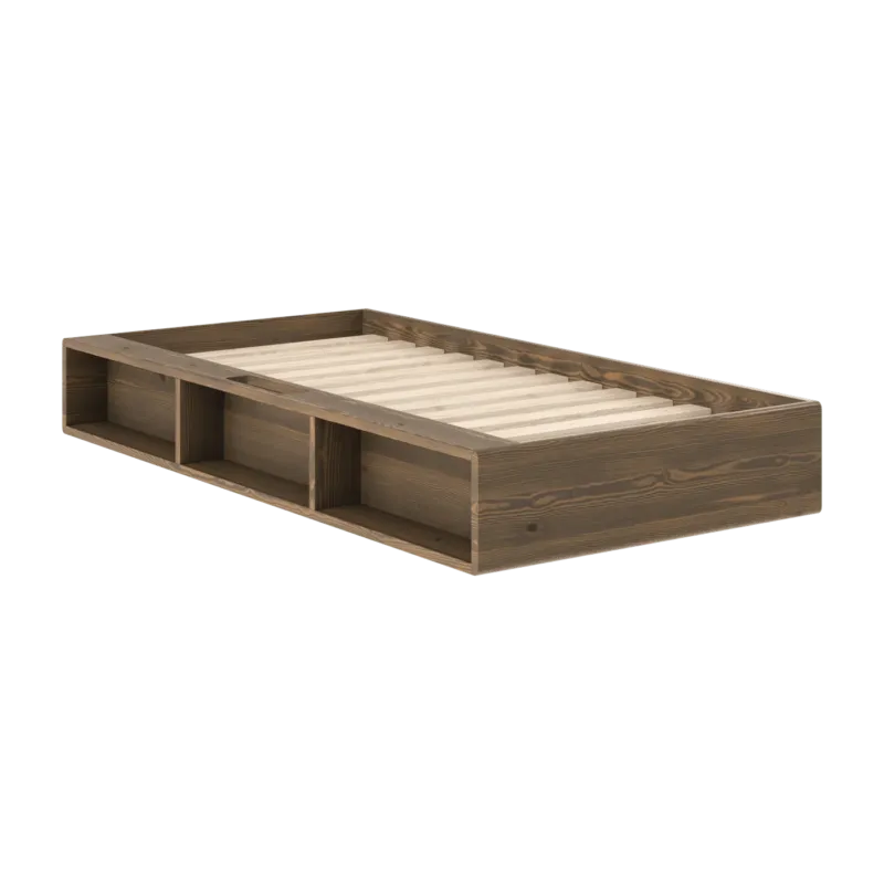 Lit en pin foncé avec six compartiments de rangement 90x200cm Ziggy - Karup Design - The Cool Republic