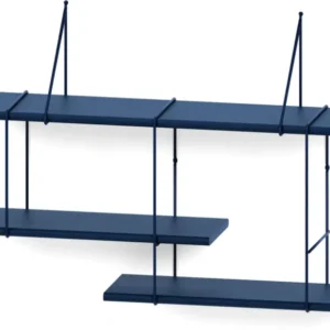 Étagère en hêtre et acier bleu denim Shrink - Studio Hausen