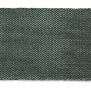 Tapis rectangulaire en laine tissé à la main émeraude 95x52cm Moiré - Hay