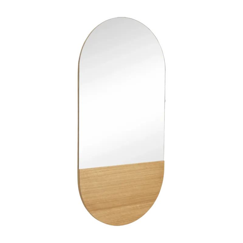 Miroir ovale avec détail chêne 50 x 100 cm Crescent - Hübsch - The Cool Republic