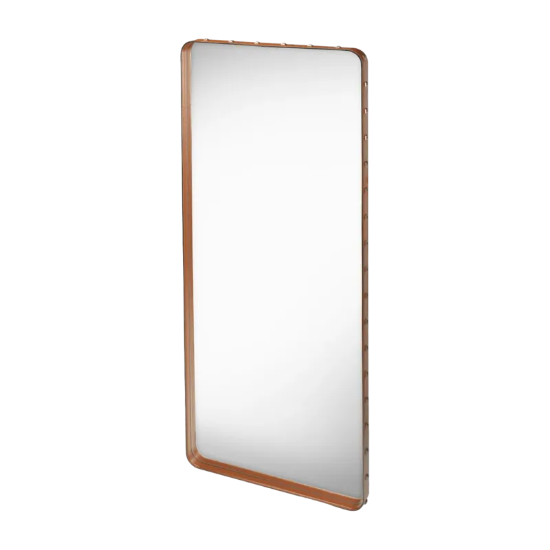 Miroir rectangulaire en cuir marron à suspendre 65x115 cm Adnet - Gubi - The Cool Republic