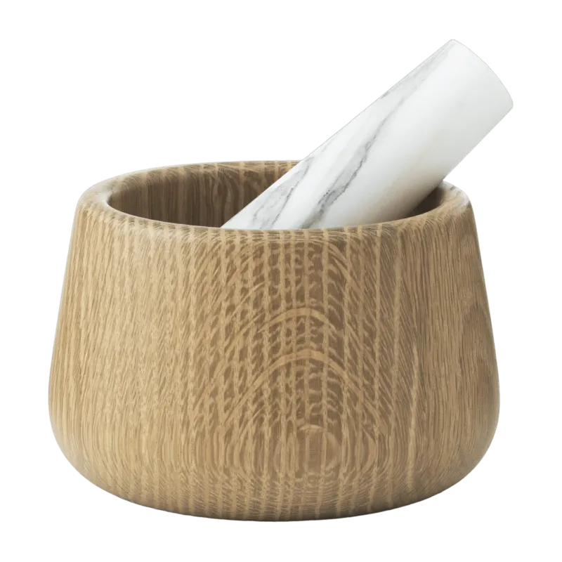 Mortier et pilon en chêne et marbre blanc Craft blanc - Normann Copenhagen - The Cool Republic