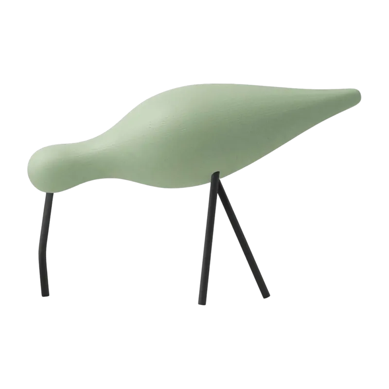 Oiseau en chêne vert amande et pieds en acier noirs L Shorebird Dusty vert - Normann Copenhagen - The Cool Republic