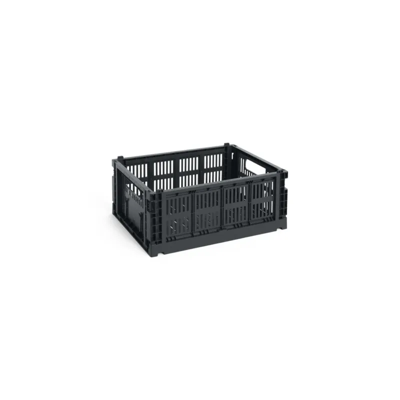 Panier en plastique recyclé gris charbon 26,5 x 34,5 x 14 cm Colour Crate - HAY - The Cool Republic