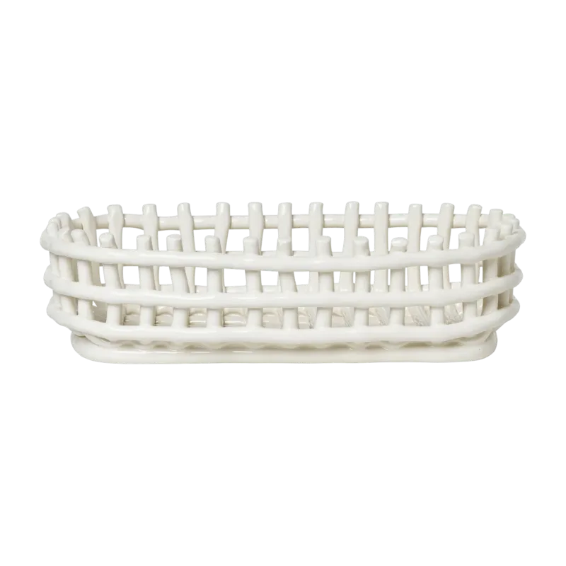 Panier ovale céramique blanc cassé 30 x 8,5 x 15 cm - Ferm Living - The Cool Republic
