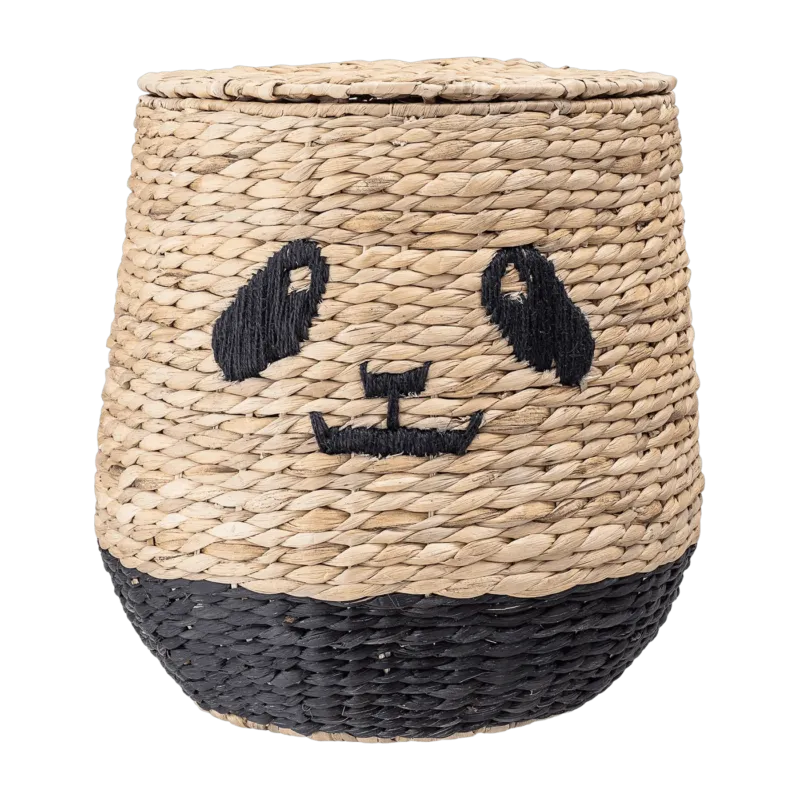 Panier panda avec couvercle enfant en jonc naturel - Bloomingville mini - The Cool Republic