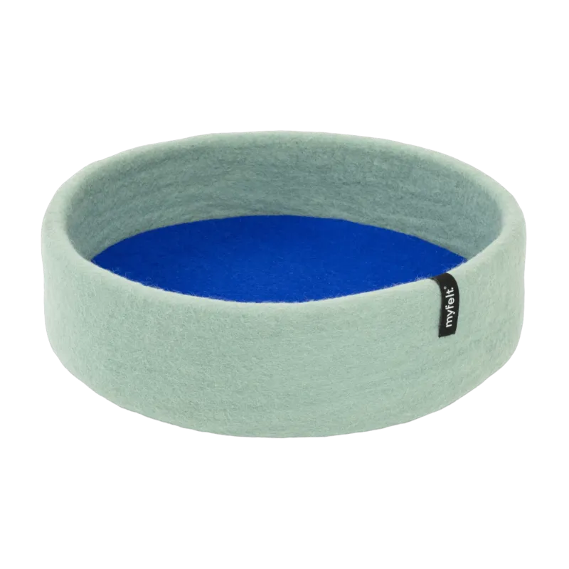 Panier rond pour chat en laine turquoise et bleu royal 60cm Fine - Myfelt - The Cool Republic