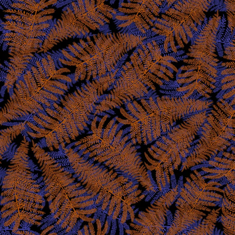 Papier peint orange et bleu Fougères Raccordable - Edito - The Cool Republic