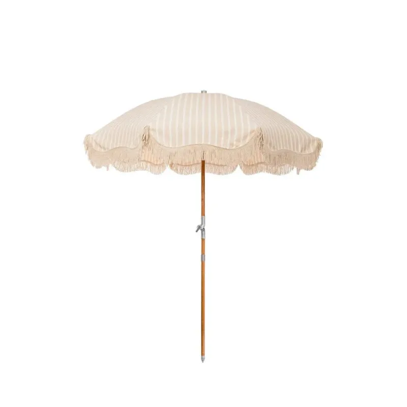 Parasol de plage à rayures Monaco Natural Stripe - Business & Pleasure - The Cool Republic