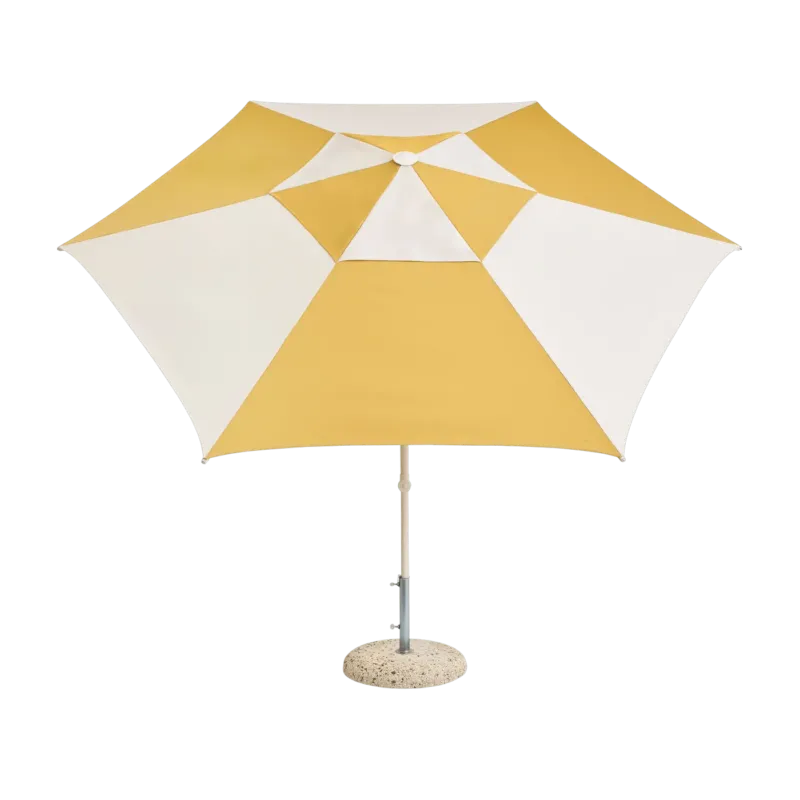 Parasol hexagonal blanc et jaune 300x300x240cm Terrazza - HAY - The Cool Republic