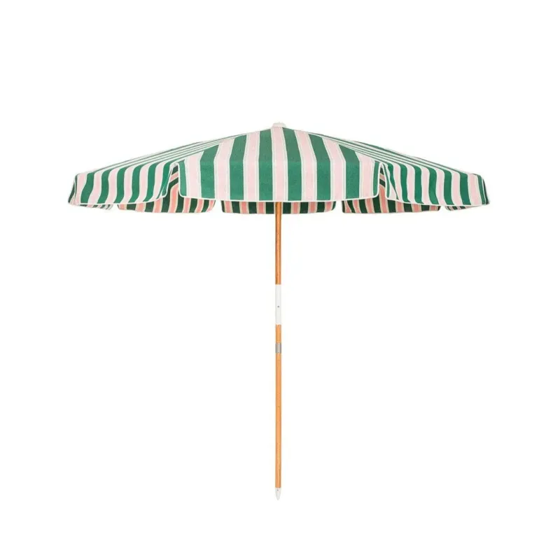 Parasol rond en tissu rayé vert et rose Bistro 200cm Amalfi - Business & Pleasure - The Cool Republic