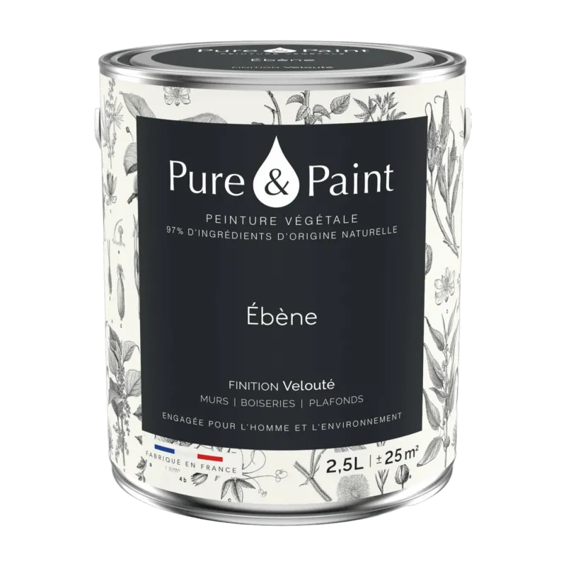 Peinture végétale velouté Ebène 2,5L - Pure & Paint - The Cool Republic