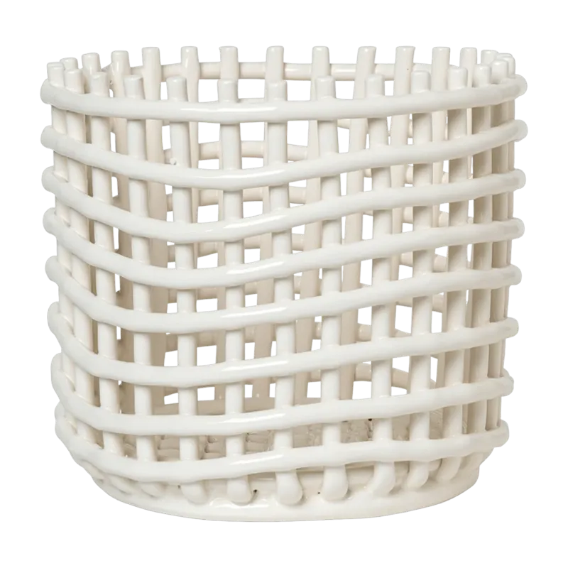 Petit panier blanc en céramique - Ferm Living - The Cool Republic