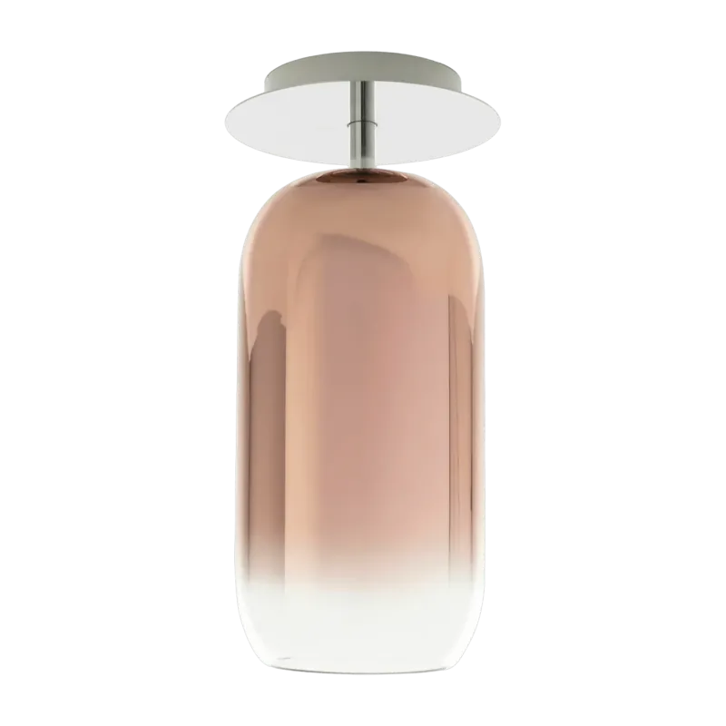 Petit plafonnier en verre soufflé rose métallique Gople - Artemide - The Cool Republic