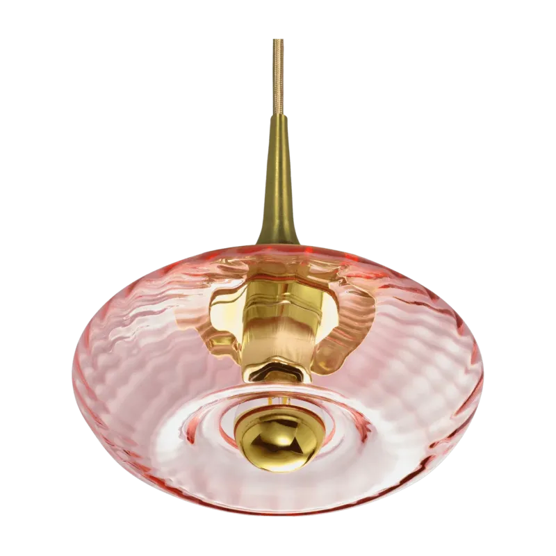 Petite suspension en verre rose spinelle Grace - Elements Lighting - The Cool Republic