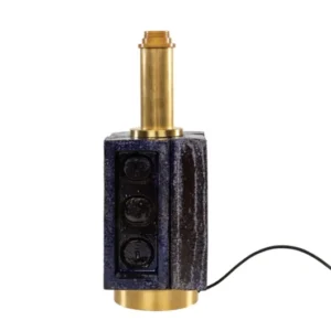 Pied de lampe en terre cuite bleu et laiton 15x40cm Brick - Versmissen - The Cool Republic