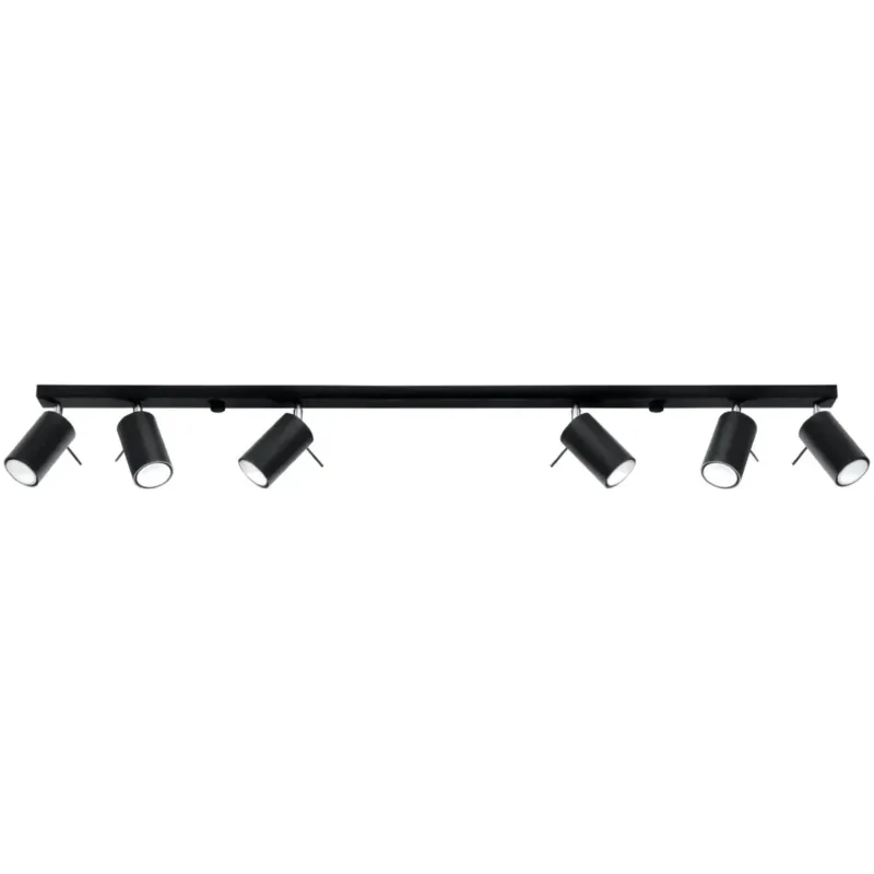Plafonnier en acier noir 118x6x16cm Ring 6L - Sollux - The Cool Republic