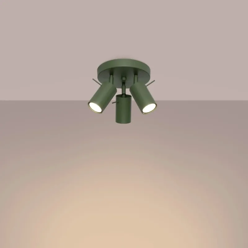 Plafonnier en acier vert olive 20x18cm Ring 3P - Sollux - The Cool Republic