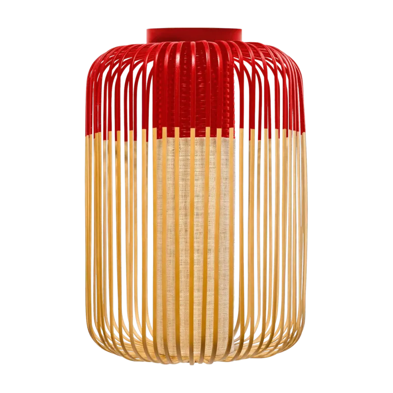 Plafonnier en bambou rouge L Bamboo - Forestier - The Cool Republic