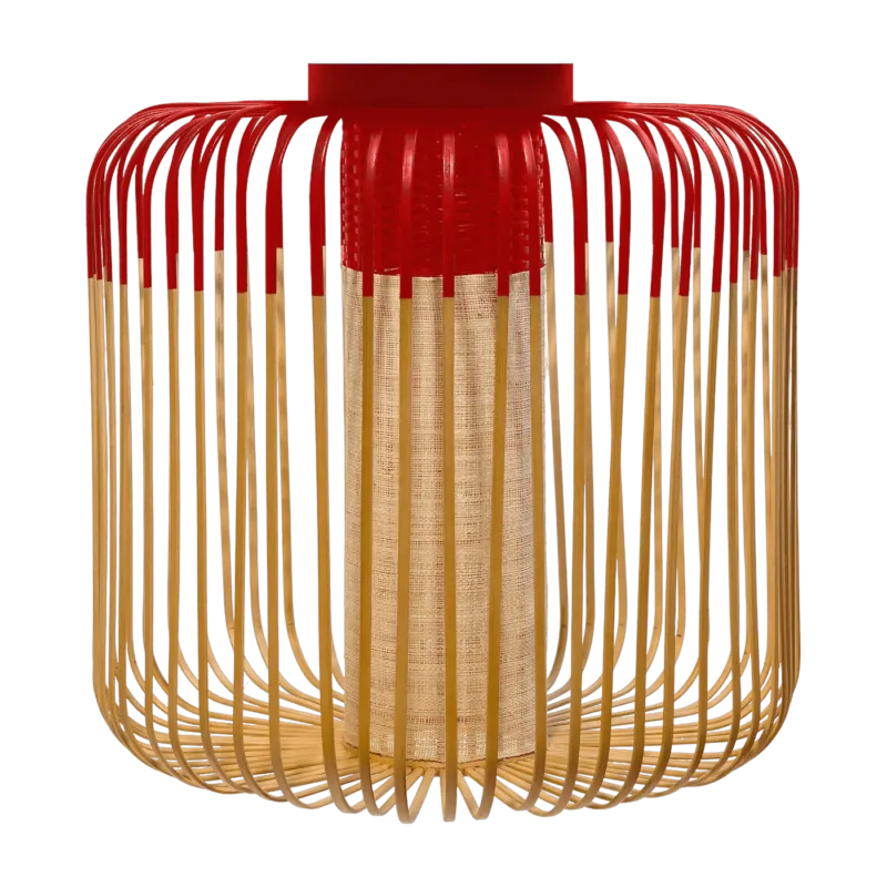 Plafonnier en bambou rouge M Bamboo - Forestier - The Cool Republic