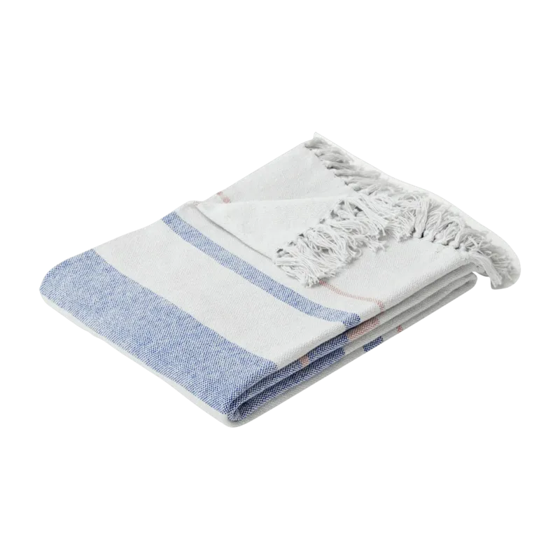 Plaid en coton bleu et rose Shell - Hübsch - The Cool Republic