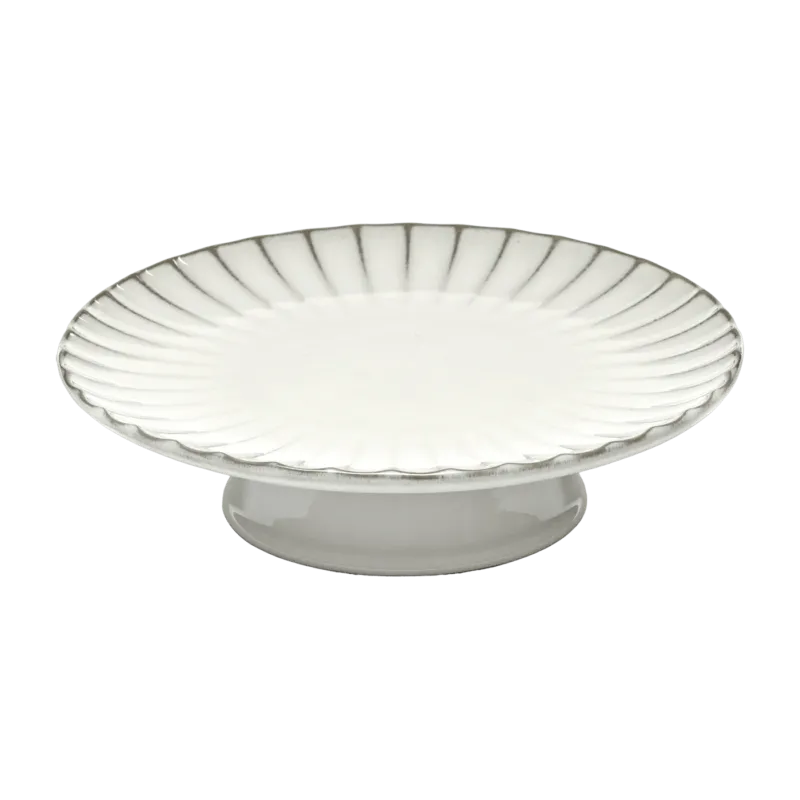 Plat à gâteau en grès blanc 24 x 7 cm Inku - Serax - The Cool Republic