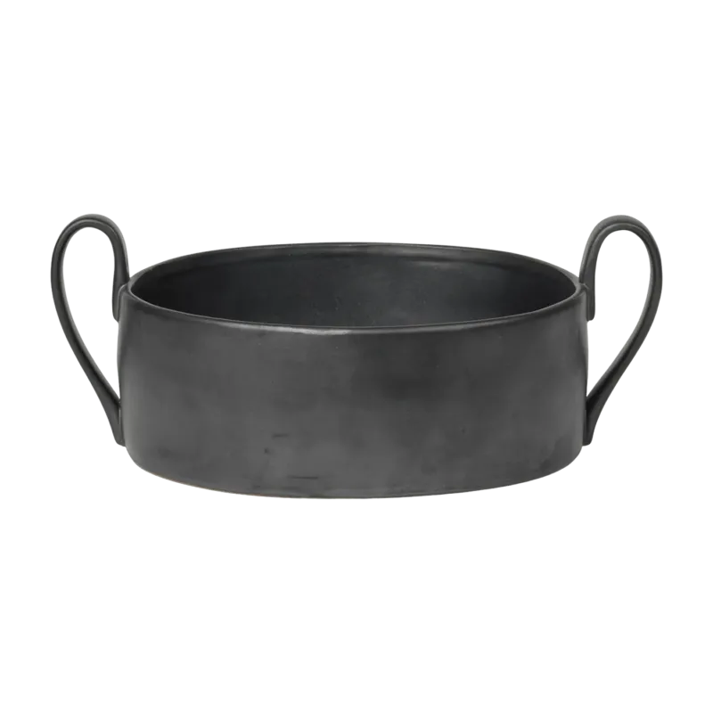 Plat avec anses en porcelaine noir Flow - Ferm Living - The Cool Republic