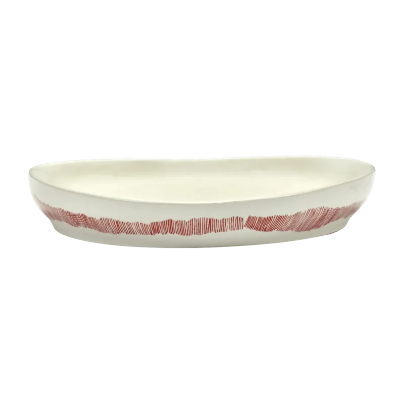 Plat de service blanc avec motif rouge - Serax - The Cool Republic