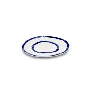 Plat de service ronde en grès blanc et bleu 28,5x27x1,4cm Line-up - Serax - The Cool Republic