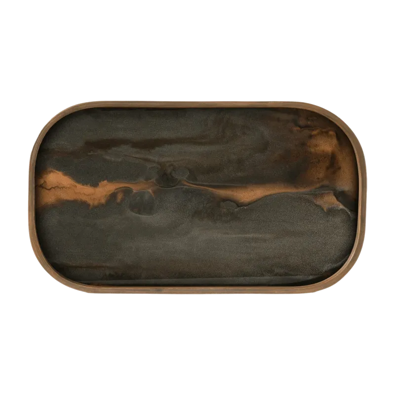 Plateau de service ovale en verre Bronze Organic 24x42 cm - Ethnicraft Accessories - The Cool Republic