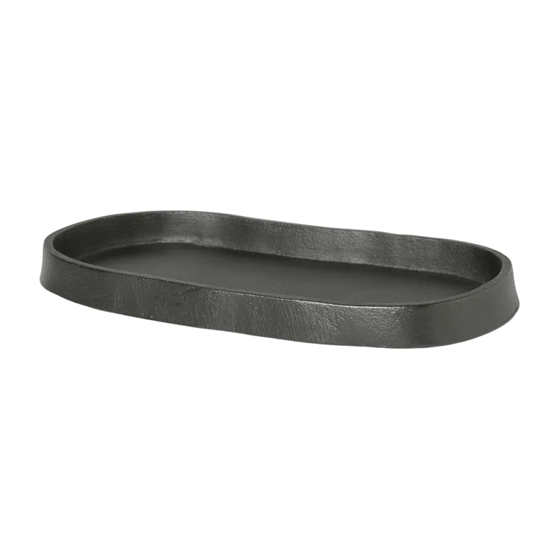 Plateau oval en aluminium noirci 19 x 1,5 x 9,5 cm Yama - Ferm Living - The Cool Republic