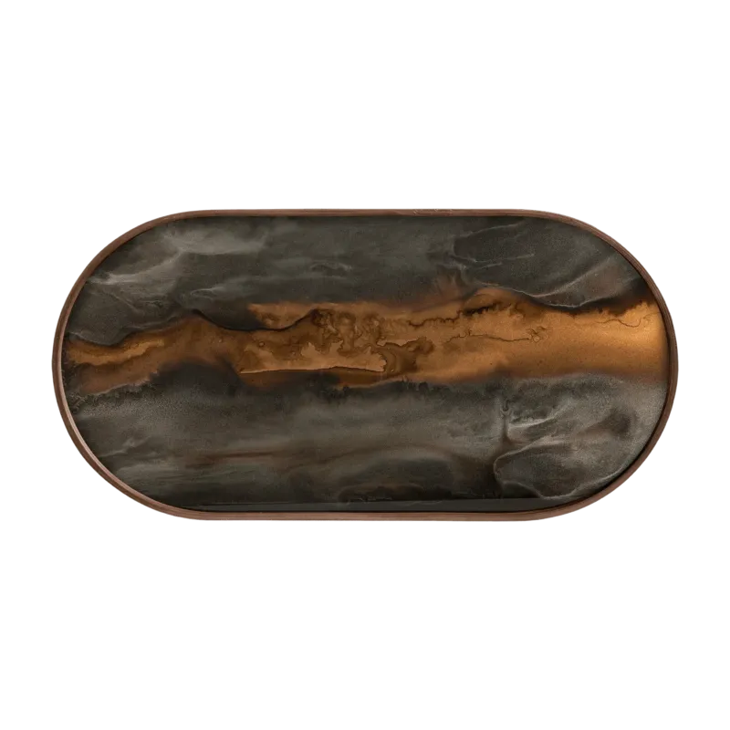 Plateau ovale en verre Bronze Organic M - Ethnicraft Accessories - The Cool Republic