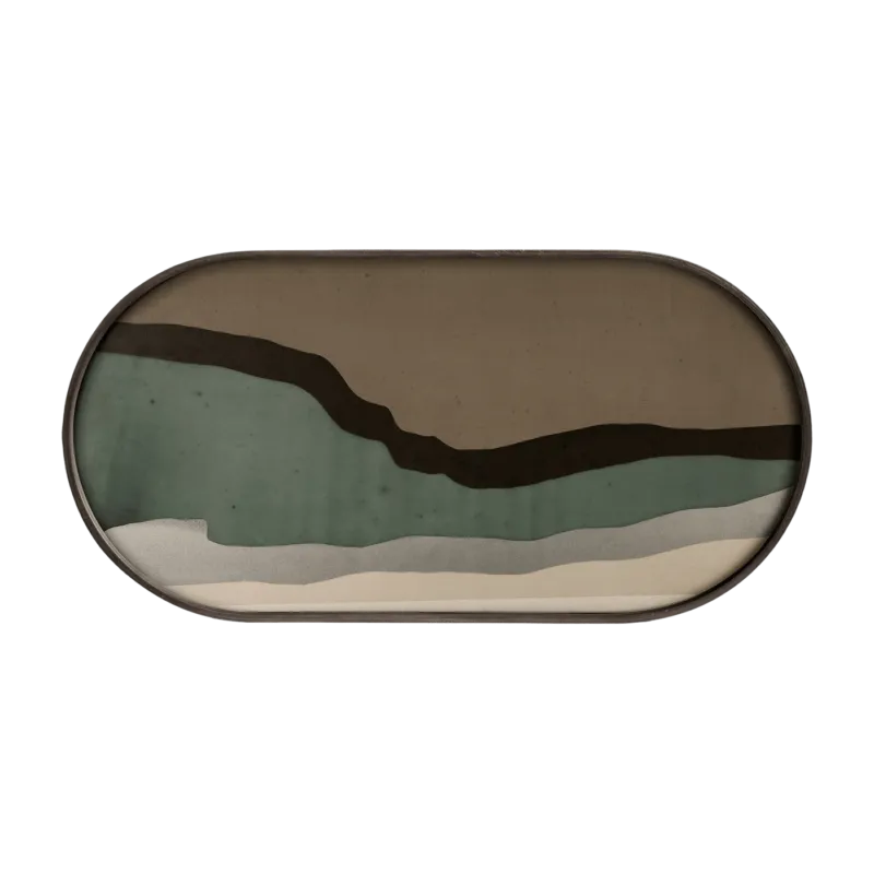 Plateau ovale en verre Graphite Wabi Sabi - Ethnicraft Accessories - The Cool Republic