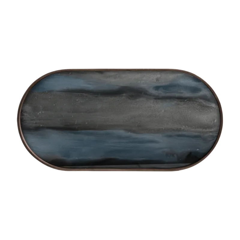 Plateau ovale en verre organique graphite M Linear Flow - Ethnicraft Accessories - The Cool Republic
