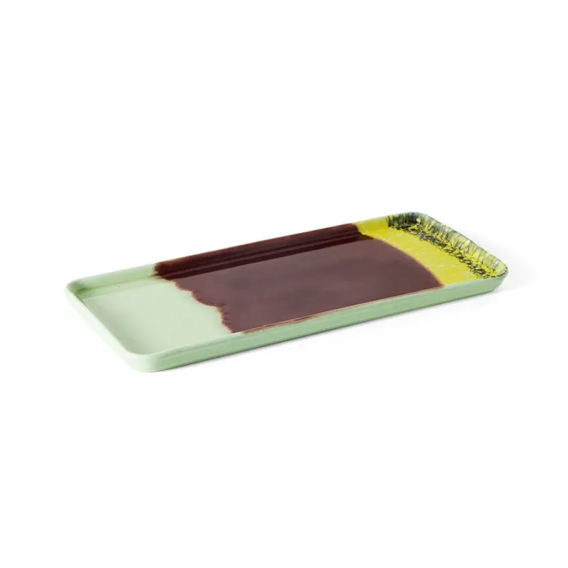 Plateau rectangulaire en grès rouge cerise 31,5x13,5x2cm Vaisselle 70s - HKLiving - The Cool Republic