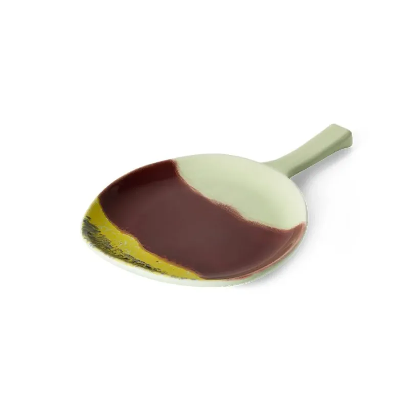 Plateau rond en grès rouge cerise 30,5x18x2,5cm Vaisselle 70s - HKLiving - The Cool Republic