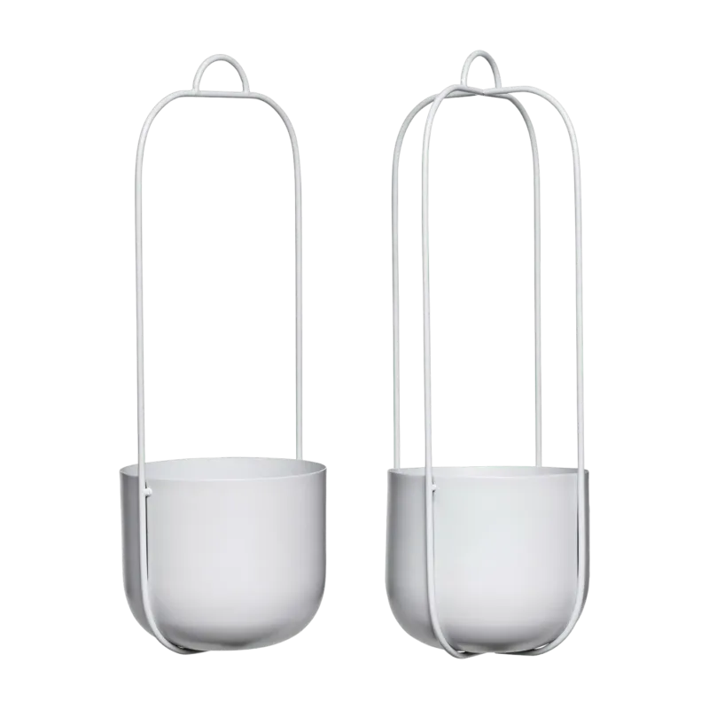 Pot à fleurs en suspension gris (lot de 2) Lotus - Hübsch - The Cool Republic